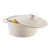 Gęsiarka żeliwna emaliowana Konighoffer, 2,8 l, 21 x 10,5 cm, okrągła, kremowa