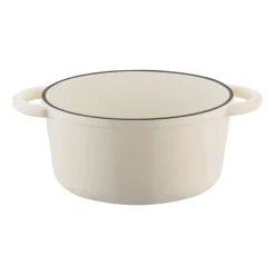 Gęsiarka żeliwna emaliowana Konighoffer, 2,8 l, 21 x 10,5 cm, okrągła, kremowa