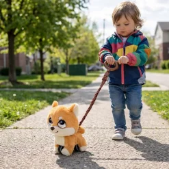 Interaktywny zwierzak Elefun Shiba-inu, z dźwiękiem i rączką do prowadzenia
