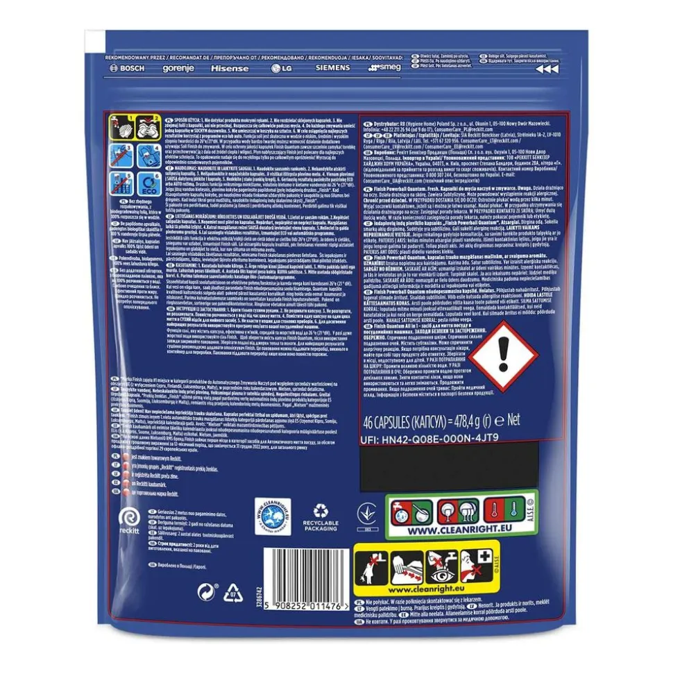 Kapsułki do zmywarki Finish Quantum Fresh, 46 sztuk