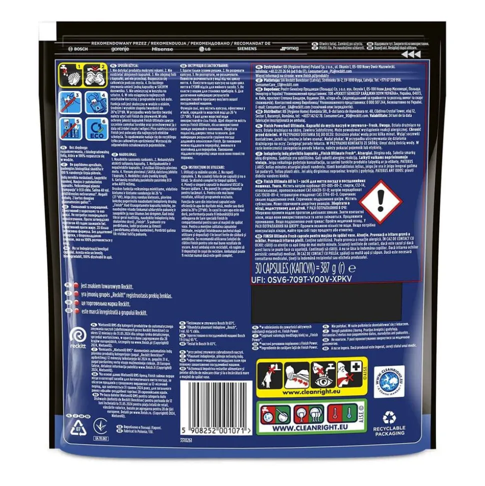 Kapsułki do zmywarki Finish Ultimate Fresh, 30 sztuk
