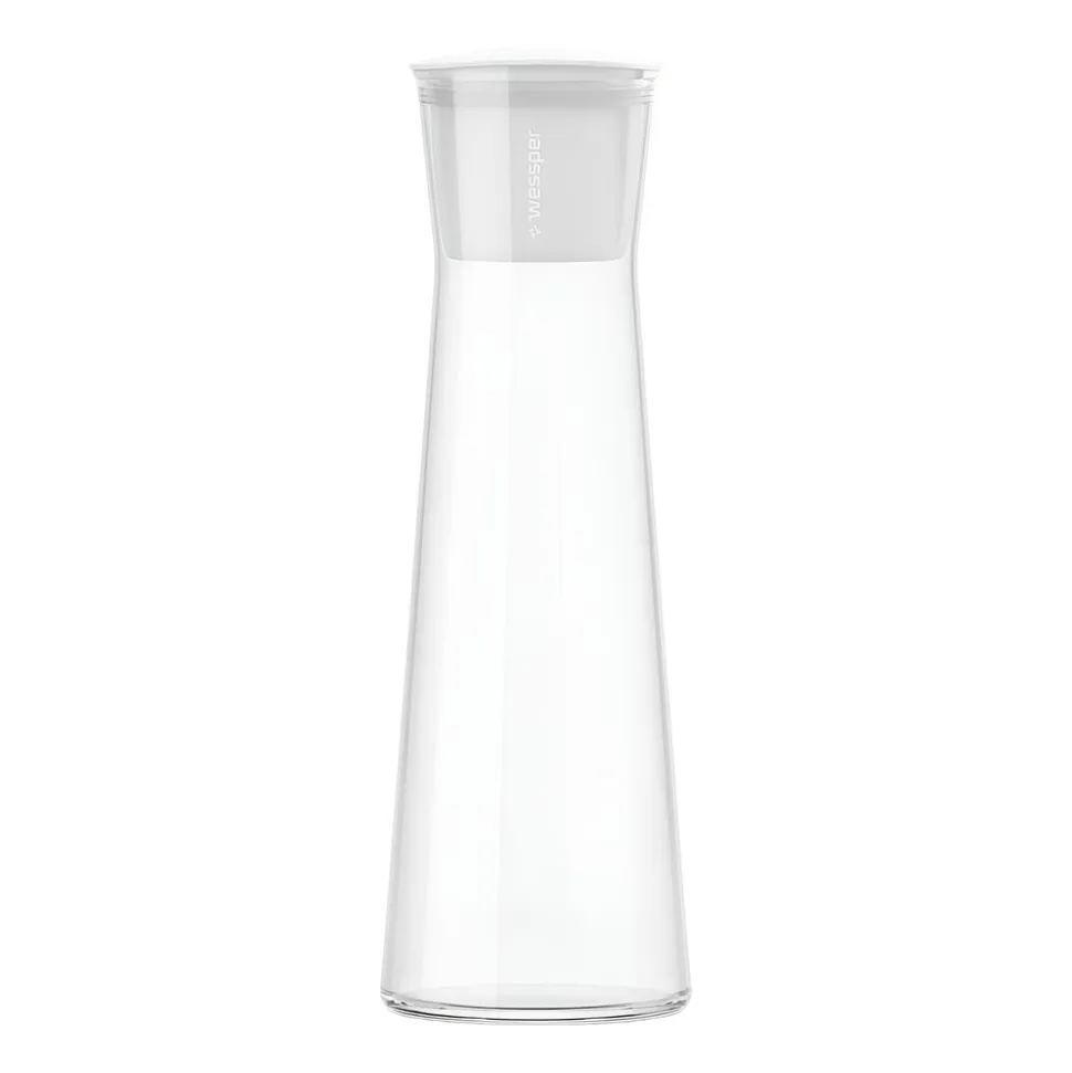 Karafka filtrująca szklana Wessper K1 Borosilicate Actitex™, biała