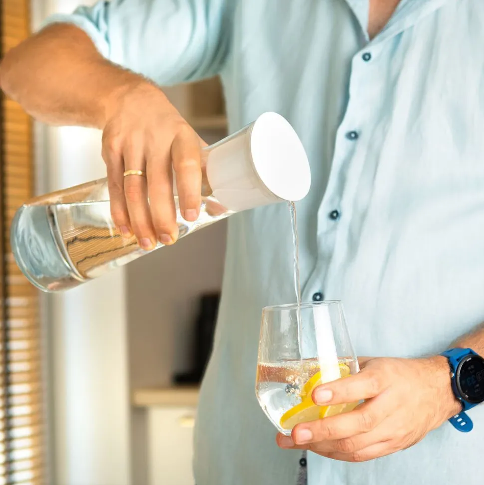 Karafka filtrująca szklana Wessper K1 Borosilicate Actitex™, biała