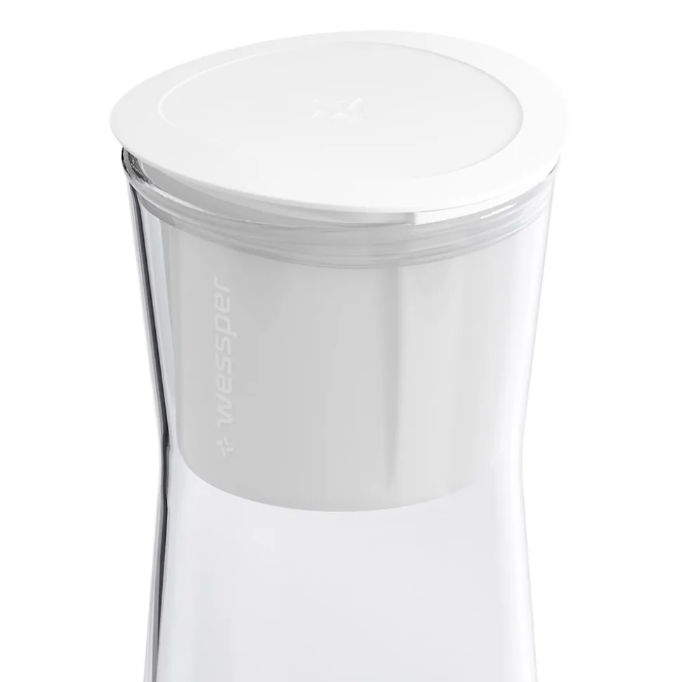 Karafka filtrująca szklana Wessper K1 Borosilicate Actitex™, biała