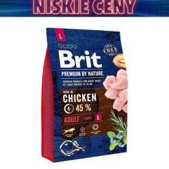 Karma dla psa Brit Premium By Nature Adult L, sucha, z kurczakiem, 3 kg