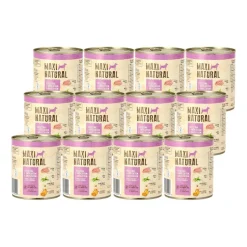 Karma dla psa Maxi Natural, cielęcina i królik z zielonym groszkiem, mokra, 12 x 800 g