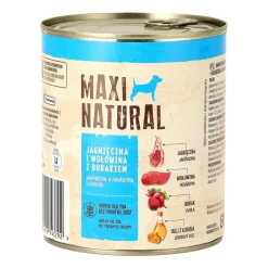 Karma dla psa Maxi Natural, jagnięcina i wołowina z burakiem, mokra, 12 x 800 g