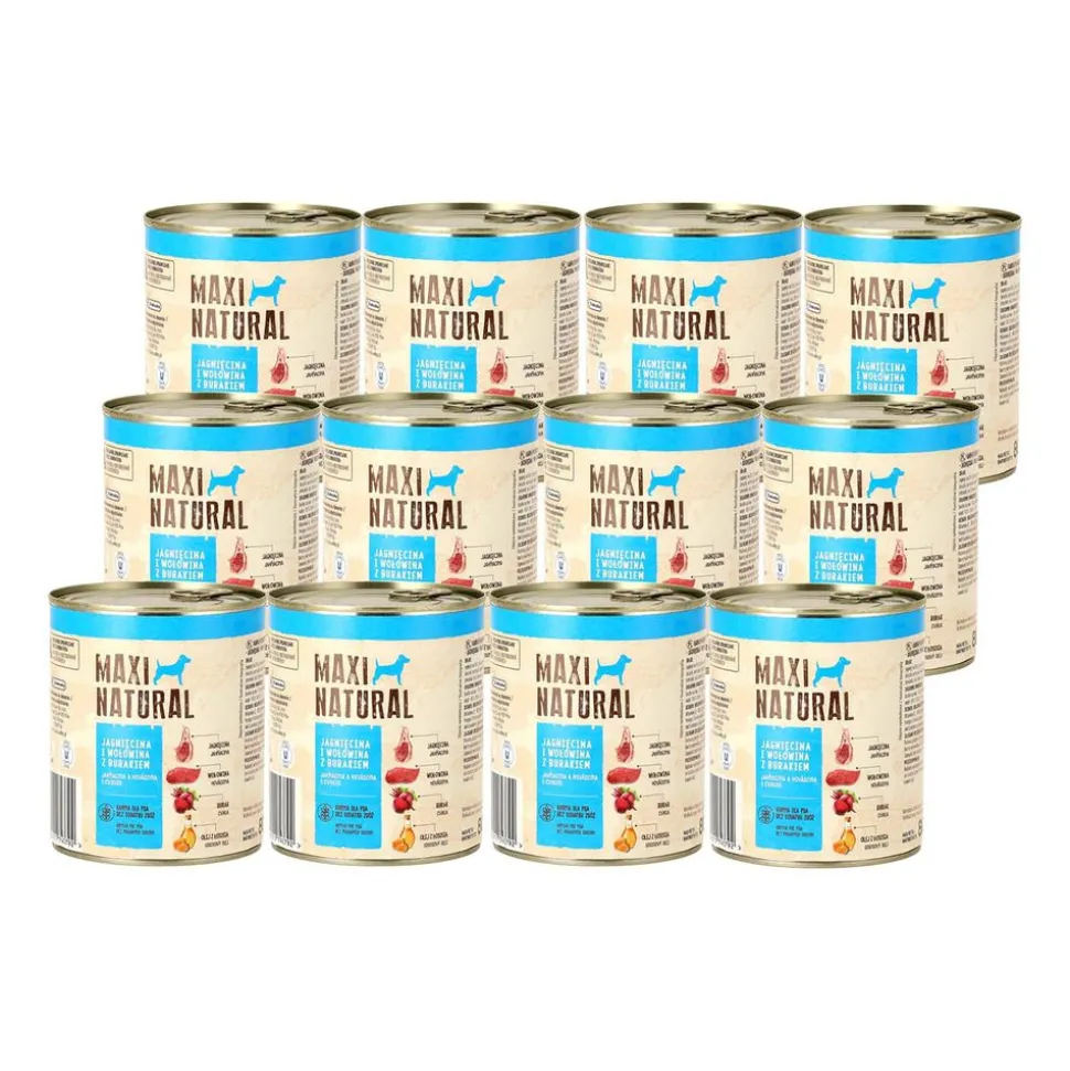 Karma dla psa Maxi Natural, jagnięcina i wołowina z burakiem, mokra, 12 x 800 g