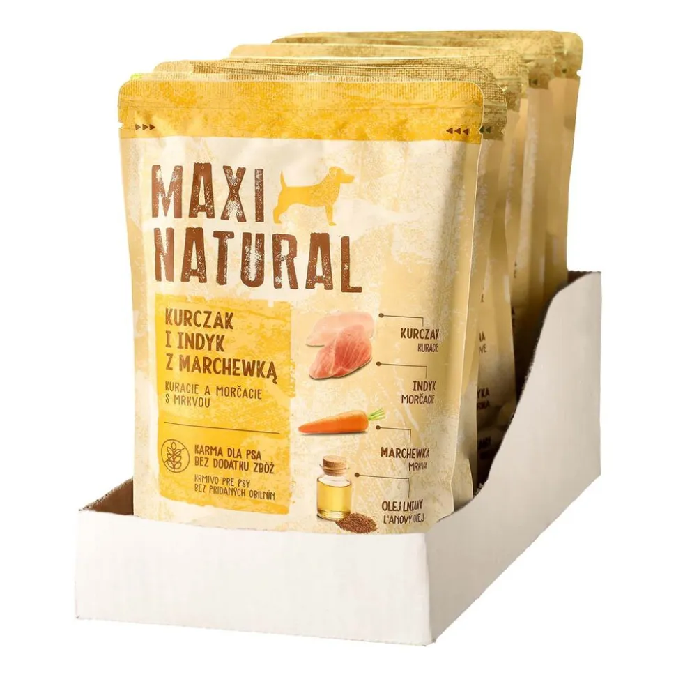 Karma dla psa Maxi Natural, mokra, kurczak i indyk z marchewką, 10 x 500 g