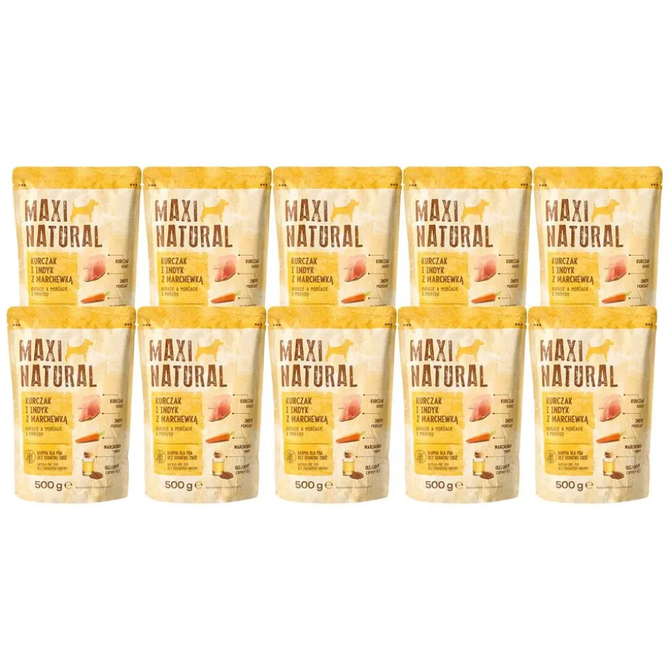 Karma dla psa Maxi Natural, mokra, kurczak i indyk z marchewką, 10 x 500 g