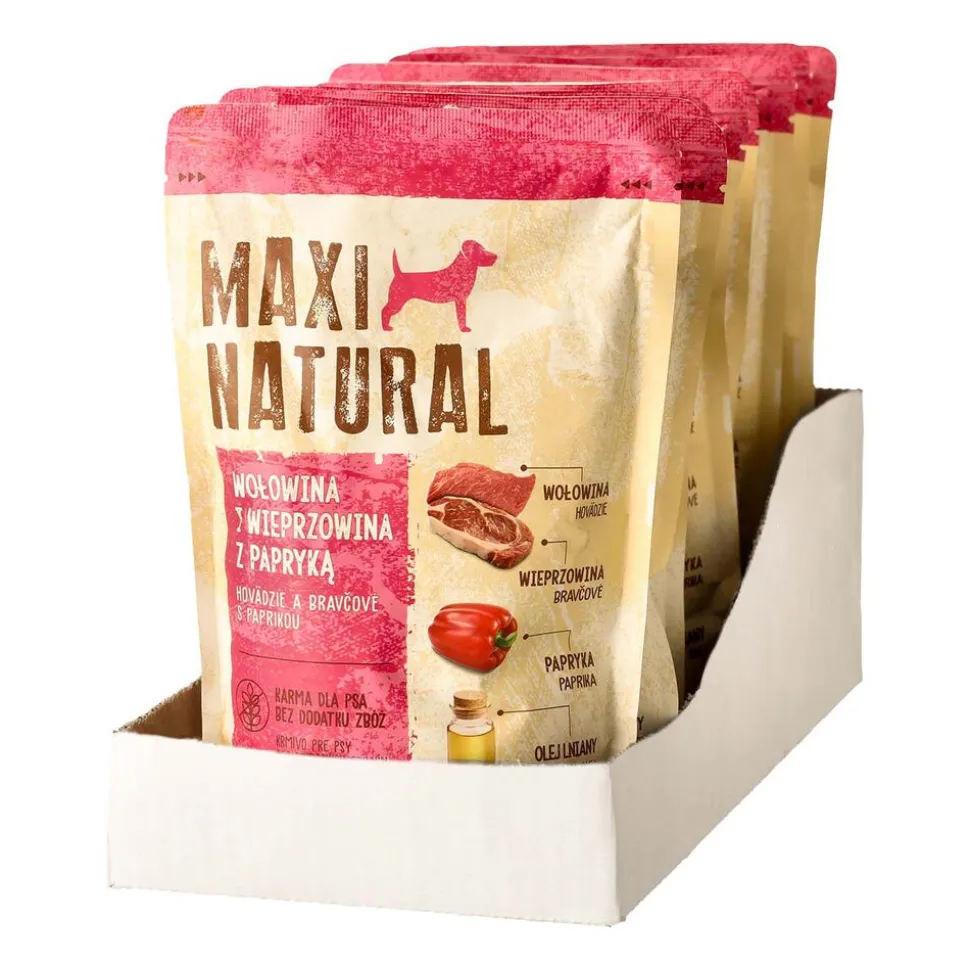 Karma dla psa Maxi Natural, mokra, wołowina i wieprzowina z papryką,10 x 500 g
