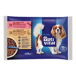 Karma dla psa OptiVital, mokra, saszetki, kaczka, wołowina, 60 x 85 g