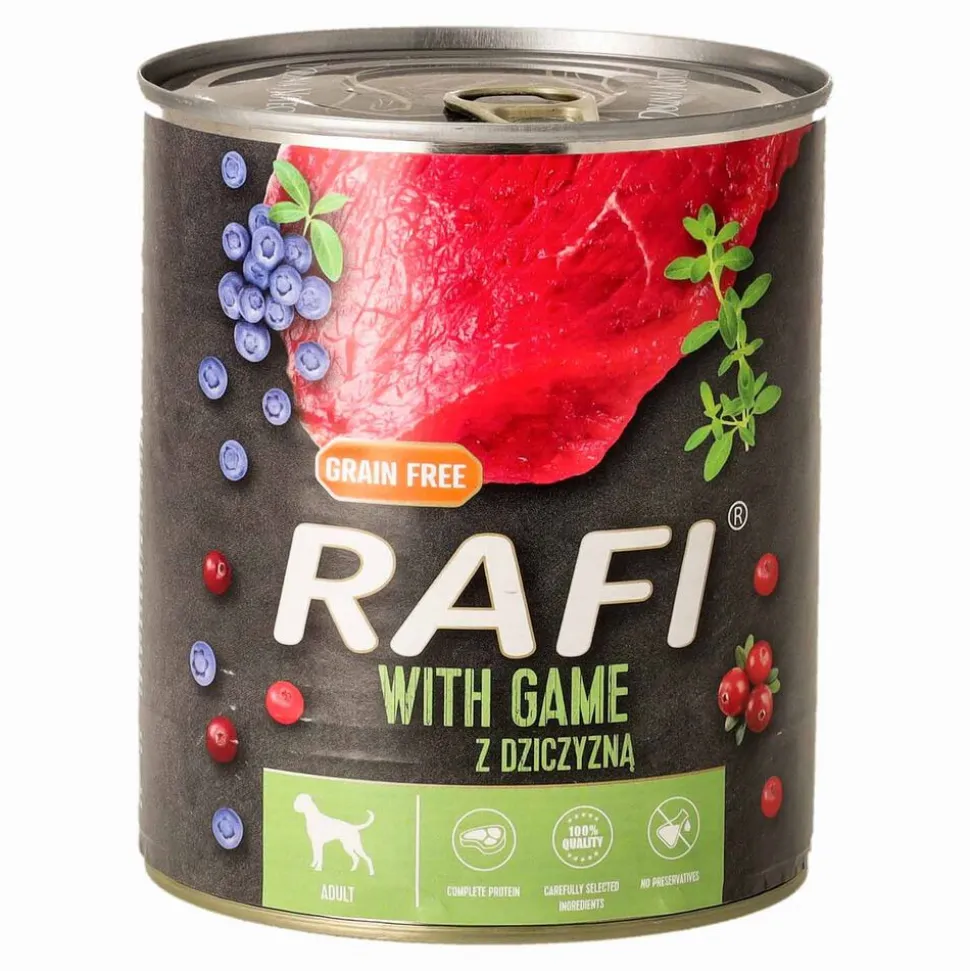 Karma dla psa Rafi, z dziczyzną, borówką i żurawiną, mokra, 12 x 800 g