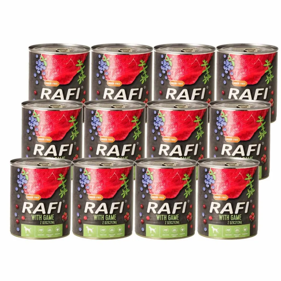 Karma dla psa Rafi, z dziczyzną, borówką i żurawiną, mokra, 12 x 800 g