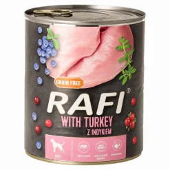 Karma dla psa Rafi, z indykiem, borówką i żurawiną, mokra, 12 x 800 g