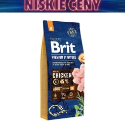 Karma dla psów Brit Premium By Nature Adult M, sucha, z kurczakiem, 15 kg