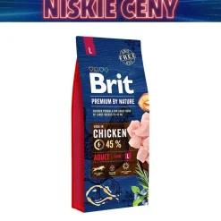 Karma dla psów Brit Premium By Nature Adult L, sucha, z kurczakiem, 15 kg
