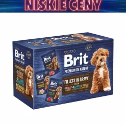 Karma dla psów Brit Premium By Nature Fillets in Gravy, mokra, miks smaków, 12 x 85 g