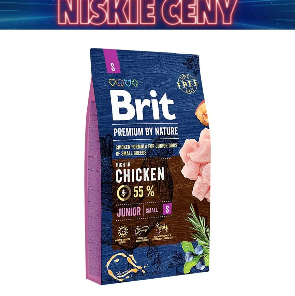 Karma dla szczeniąt Brit Premium By Nature Junior S, sucha, z kurczakiem, 8 kg