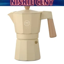 Kawiarka aluminiowa MG Home Lungo, na 6 filiżanek, kremowa