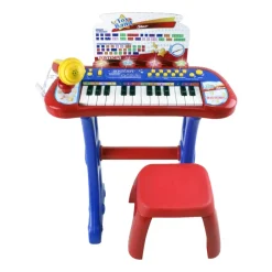 Keyboard elektroniczny Bontempi, z mikrofonem i stołkiem, czerwony