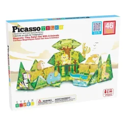 Klocki magnetyczne Picasso Safari, 38 elementów, z 8 zwierzątkami