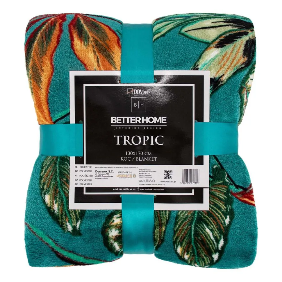 Koc Domarex Botanic Tropic, 130 x 170 cm, zielony