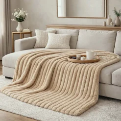 Koc 160 x 200 cm Pation Home Ottavio, 300 gsm, jasnobeżowy