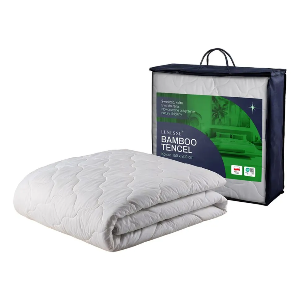 Kołdra 140 x 200 cm Lunesse Bamboo Tencel, biała