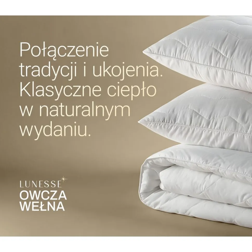 Kołdra 220 x 200 cm Lunesse Owcza Wełna, biała