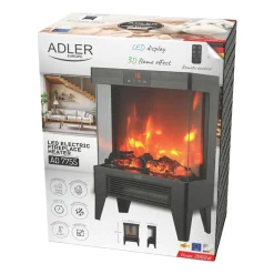 Kominek elektryczny LED Adler AD7755, z pilotem, 2 moce grzania, 1000 W/2000 W