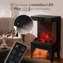 Kominek elektryczny LED Adler AD7755, z pilotem, 2 moce grzania, 1000 W/2000 W