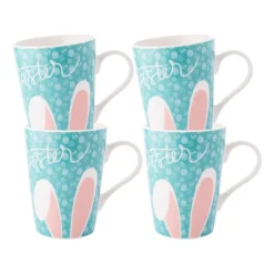 Komplet 4 kubków Altom Design, 420 ml, porcelana, turkusowe