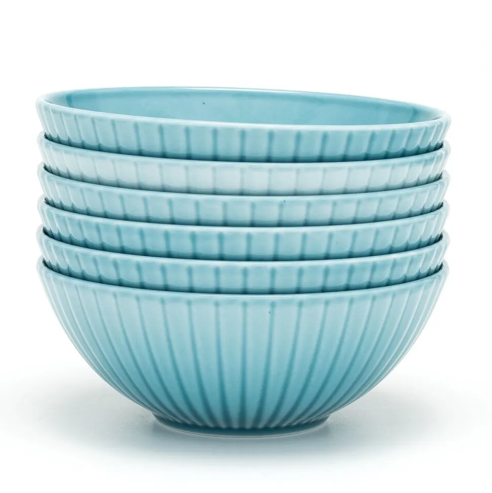 Komplet 6 salaterek Daisy, turkusowe, porcelana