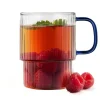 Komplet 2 szklanek ryflowanych Vialli Design Livio, 350 ml, z niebieskiem uchem