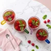 Komplet 2 szklanek ryflowanych Vialli Design Livio, 350 ml, z różowym uchem