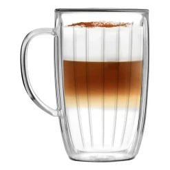 Komplet 2 szklanek termicznych wysokich z uchem Vialli Design Tulip, 350 ml, z podwójną ścianką