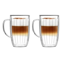 Komplet 2 szklanek termicznych wysokich z uchem Vialli Design Tulip, 350 ml, z podwójną ścianką