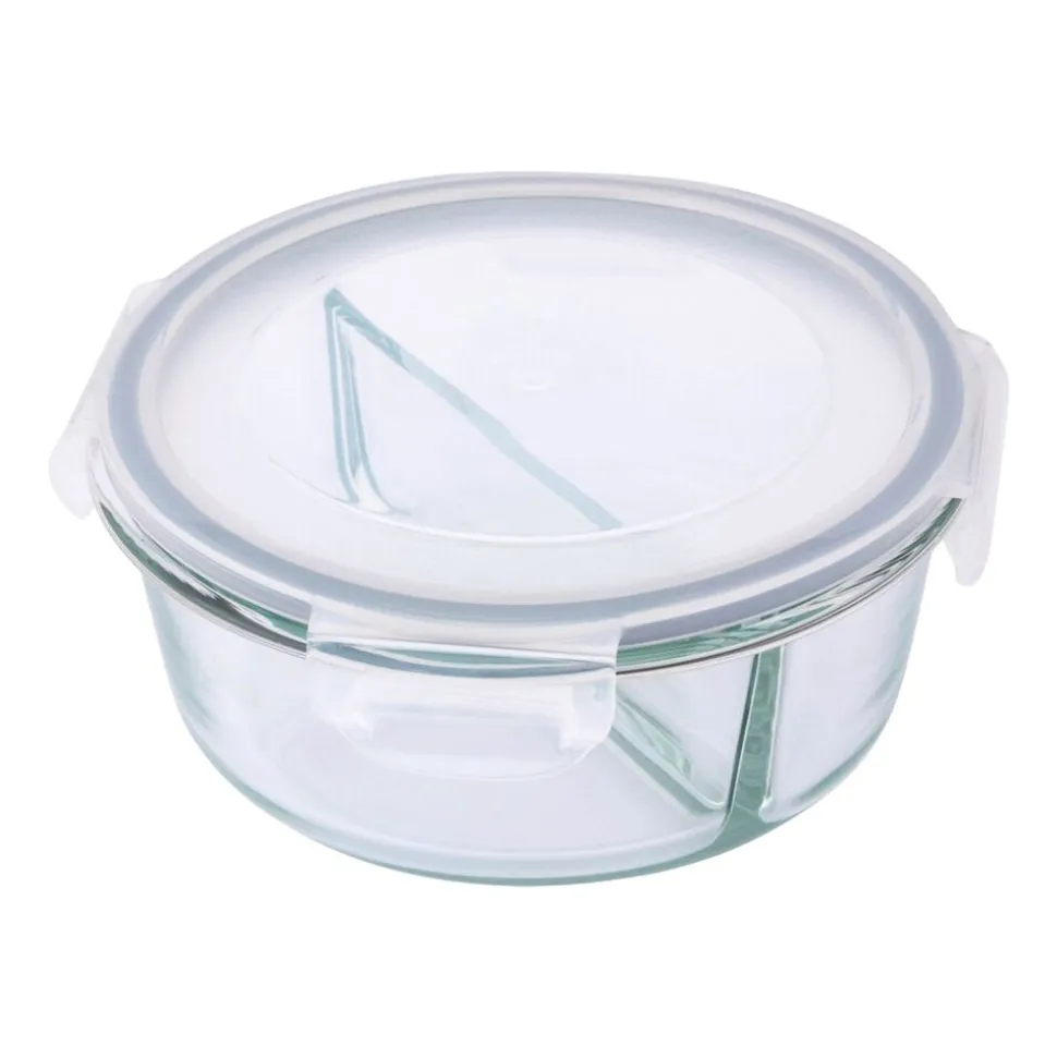 Komplet 2 szklanych pojemników Altom Design, 950 ml, 2 komory, okrągłe