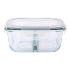 Komplet 2 szklanych pojemników Altom Design, 750 ml, 2 komory, kwadratowe