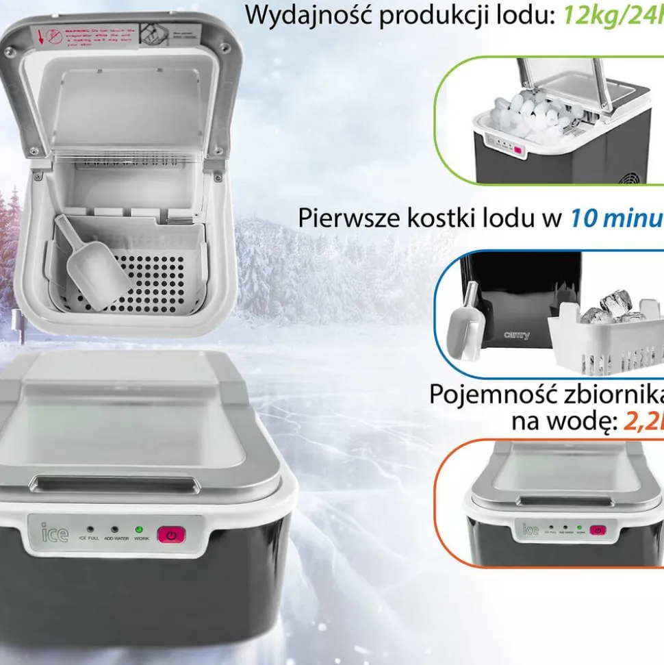 Kostkarka do lodu Camry CR 8073, 12 kg/24 h, czarna