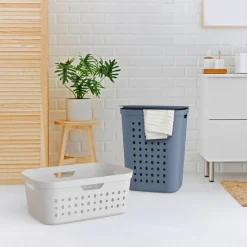 Kosz na bieliznę do prania Rotho Jona Horizon, 55 l, niebieski