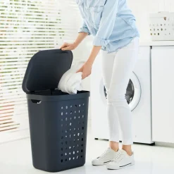 Kosz na bieliznę do prania Rotho Jona, 55 L, antracytowy