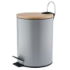 Kosz na śmieci Altom Design, 3 l, z bambusową pokrywką i pedałem, szary