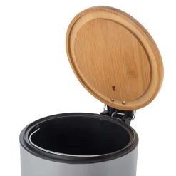Kosz na śmieci Altom Design, 3 l, z bambusową pokrywką i pedałem, szary