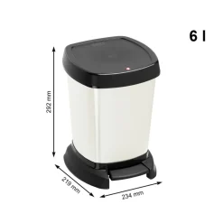 Kosz na śmieci Rotho Paso, biały, 6 L, z pedałem