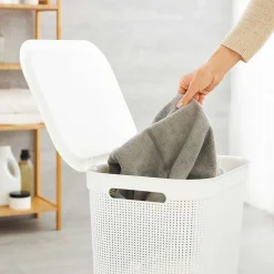 Kosz na pranie Brisen Rotho, 50 L, biały