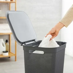 Kosz na pranie Brisen Rotho, 50 L, srebrny