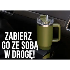 Kubek termiczny ze słomką Black Forest, 1200 ml, zielony