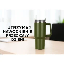 Kubek termiczny ze słomką Black Forest, 1200 ml, zielony